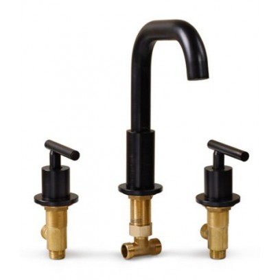 Vòi Lavabo 3 Lỗ Kanly GCB05B Nóng Lạnh Bằng Đồng Màu Đen