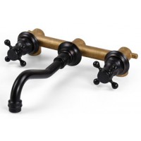 Vòi Lavabo Kanly GCT08B Nóng Lạnh Gắn Tường Màu Đen