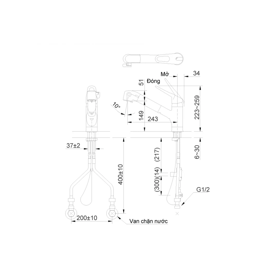 Vòi Rửa Rút Dây Inax JF-AB466SYX(JW) Nóng Lạnh Vòi Rửa Chén