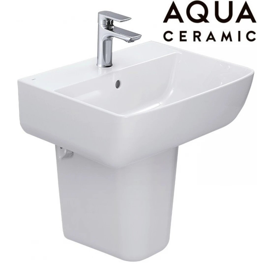 Lavabo Inax AL-312V/L-298VC Treo Tường Chân Ngắn Aqua Ceramic lavabo-inax-al-312v-l-298vc-treo-tuong-chan-ngan-aqua-ceramic