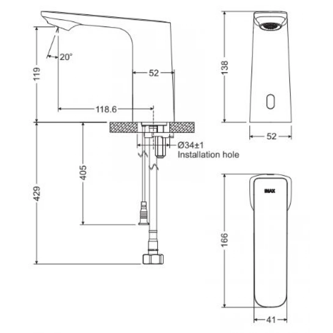 voi-cam-ung-inax-amv-91k-nong-lanh-dung-dien-220v