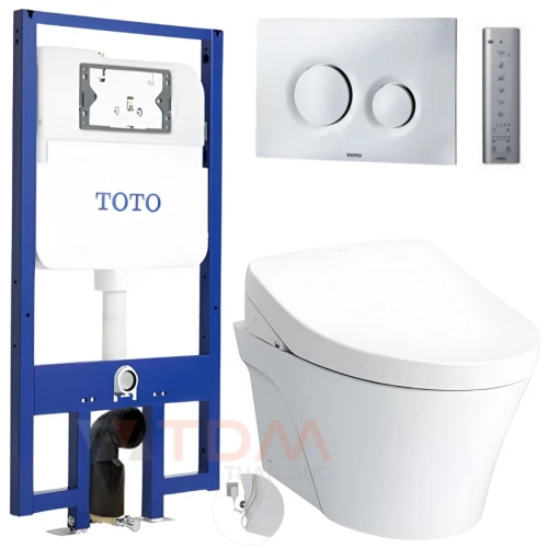 Bồn cầu treo tường TOTO CW822RA/TCF4911Z/WH172A/MB174P#SS nắp rửa điện tử treo tường