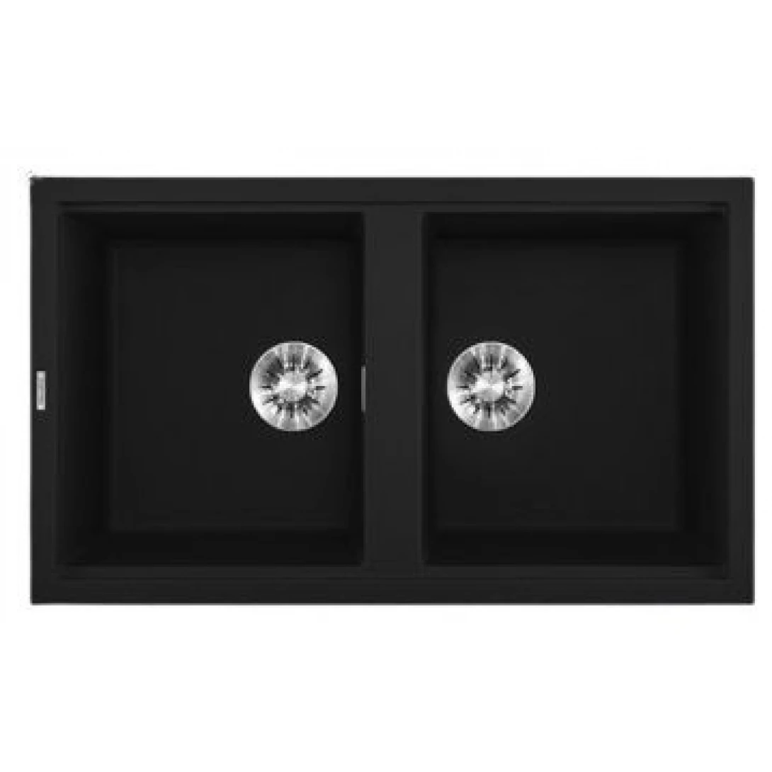 Chậu Đá Rửa Chén Bát Malloca K-45086 (K45086) Granite Nano 2 Hộc Màu Đen