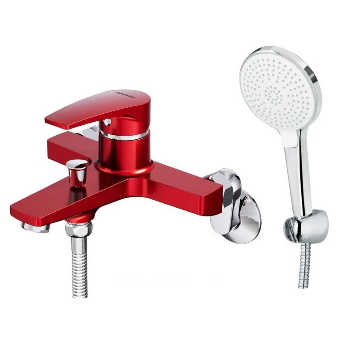 Vòi Sen Nóng Lạnh CAESAR S393CR Màu Đỏ Tay Sen Massage voi-sen-nong-lanh-caesar-s393cr-mau-do-tay-sen-massage