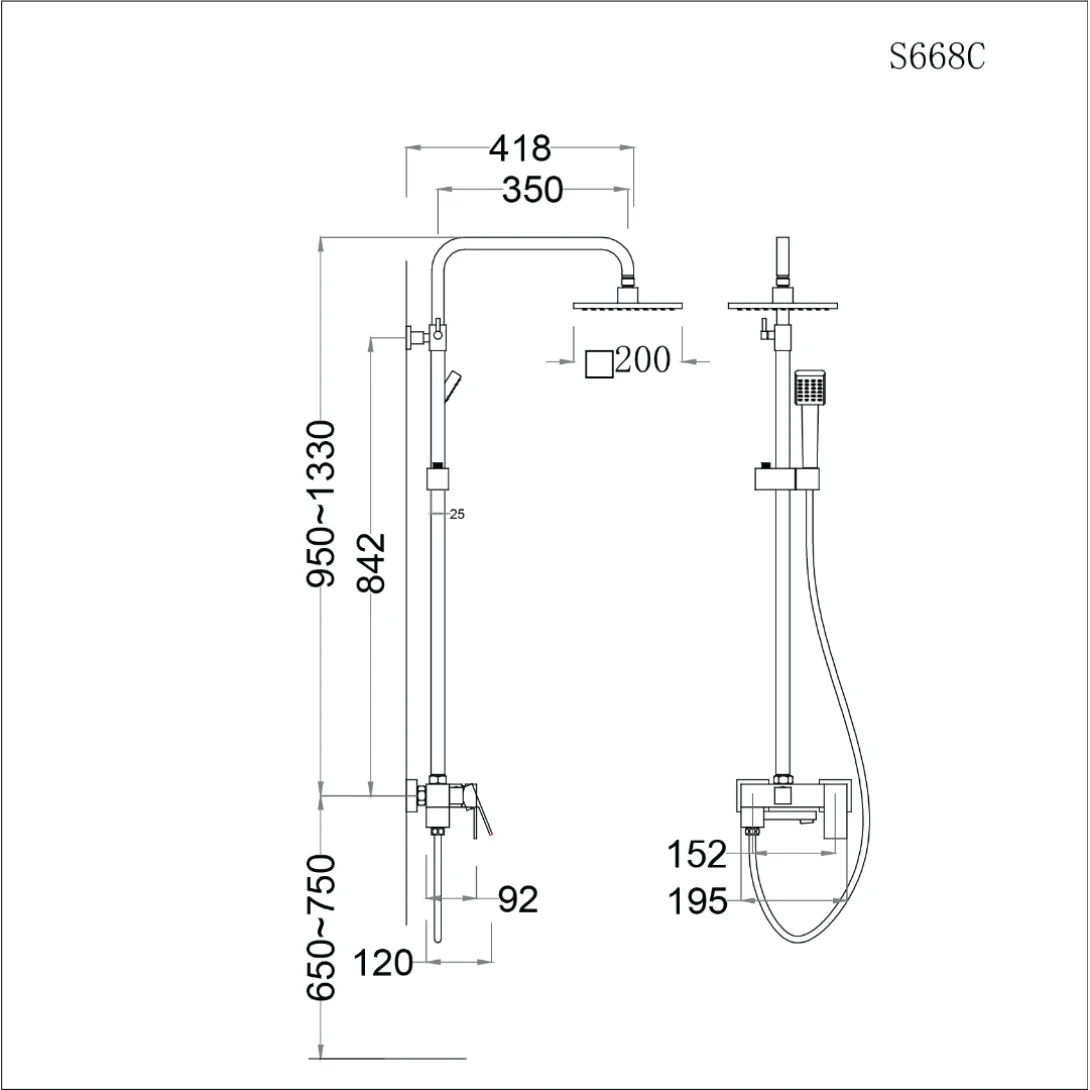 Bộ Vòi Sen Cây Nóng Lạnh CAESAR S668C Vòi Sen Cây