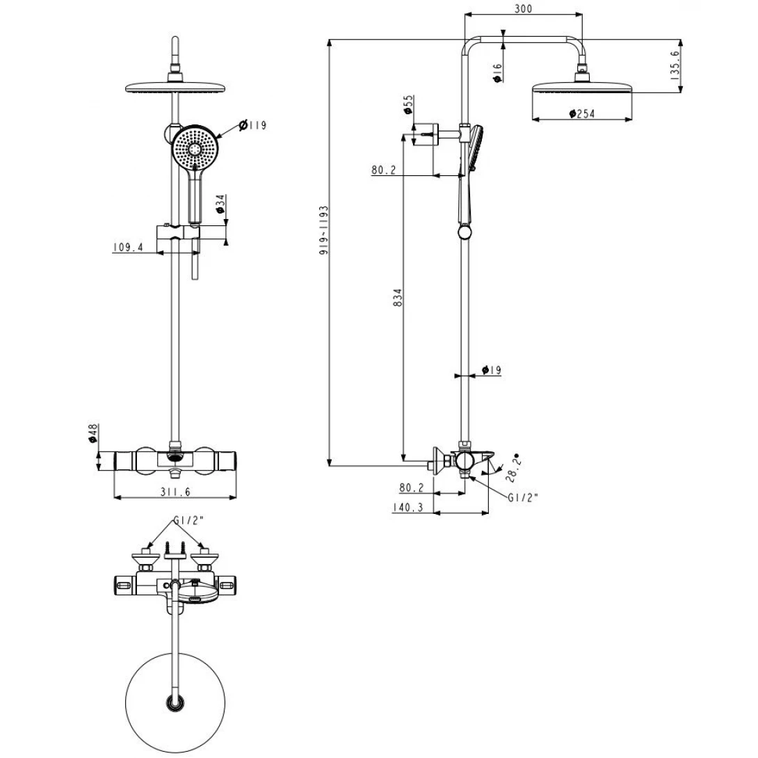 Vòi Sen Cây American Standard WF-1M13 (WF1M13) Loven Cảm Biến Nhiệt Tắm Đứng