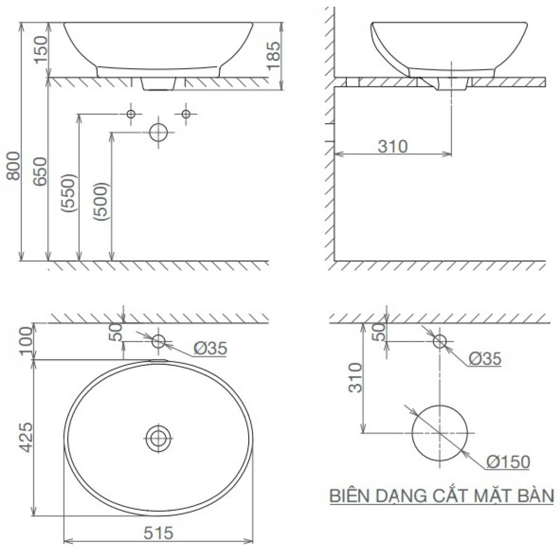 Chậu rửa mặt lavabo Viglacera BS415 BS 415