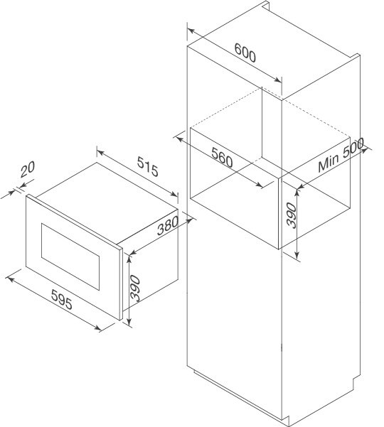 Bản vẽ lò vi sóng Malloca MW-927BG màu đen
