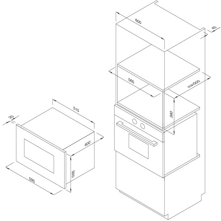 Bản vẽ lò vi sóng Malloca MW-927BG màu xám