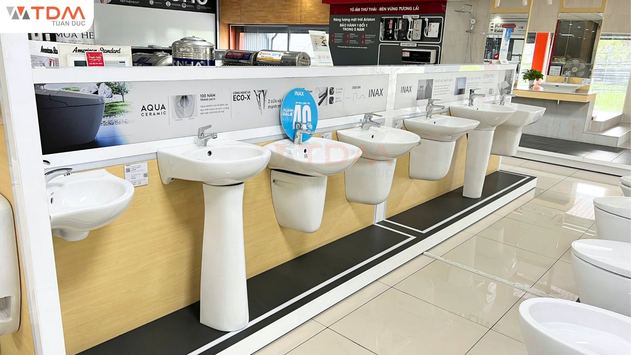 Chậu rửa mặt lavabo INAX công nghệ men sứ Aqua Ceramic trắng sáng bền bỉ