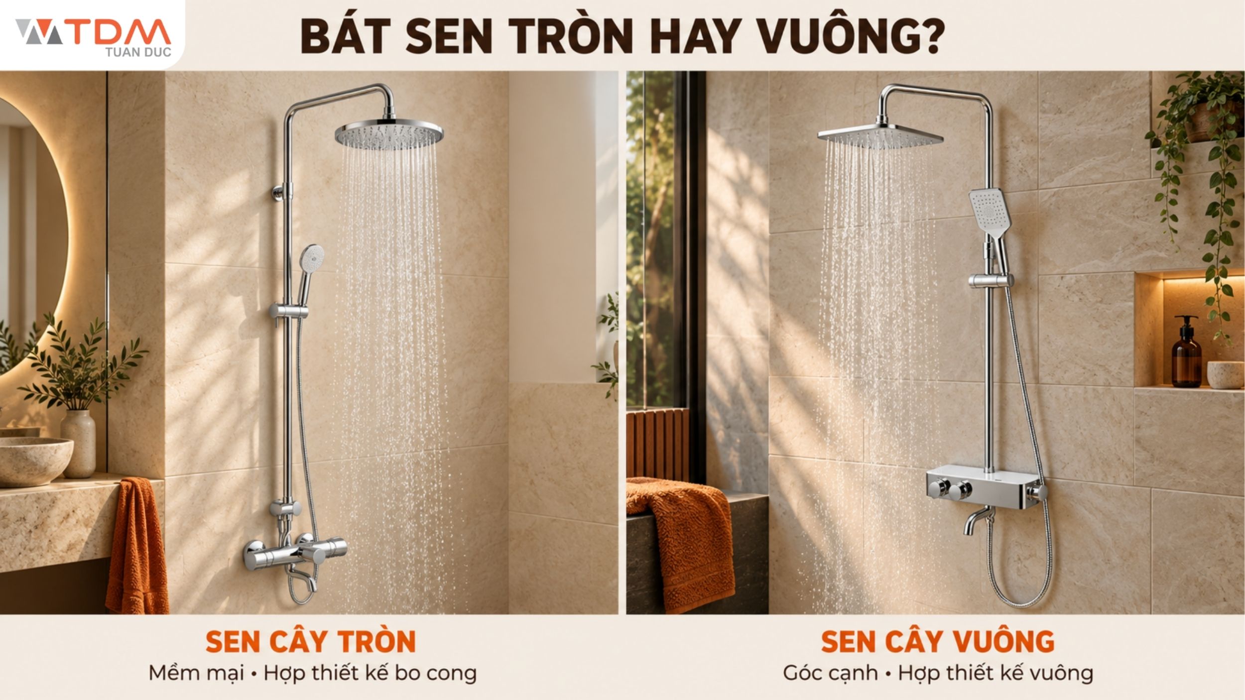 Nên chọn sen tắm bát sen tròn hay bát sen vuông