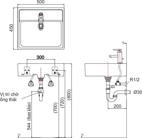 Bản vẽ bồn rửa mặt INAX AL293V