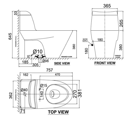 Bản vẽ bàn cầu American Standard VF-2010