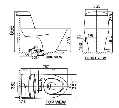 Bản vẽ bàn cầu American Standard VF-2011