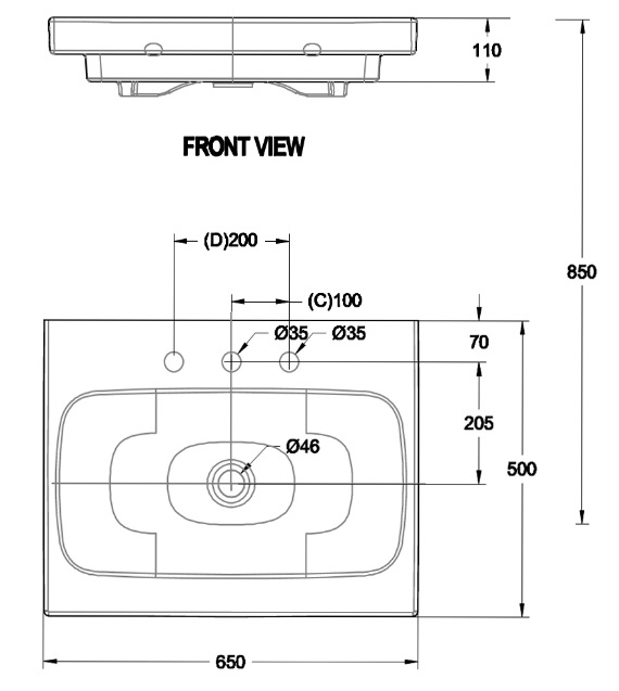 Bản vẽ kỹ thuật lavabo american WP-F635