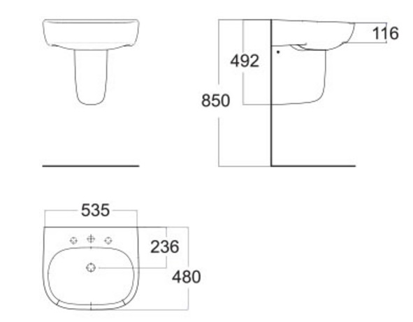 Bản vẽ kỹ thuật lavabo American 0955WT/0755WT