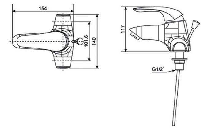 Bản vẽ kỹ thuật vòi chậu lavabo nóng lạnh American WF1502