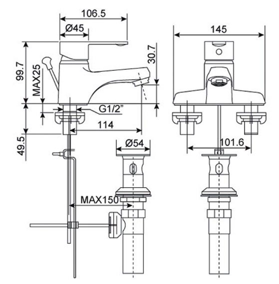 Bản vẽ kỹ thuật vòi lavabo american WF6502