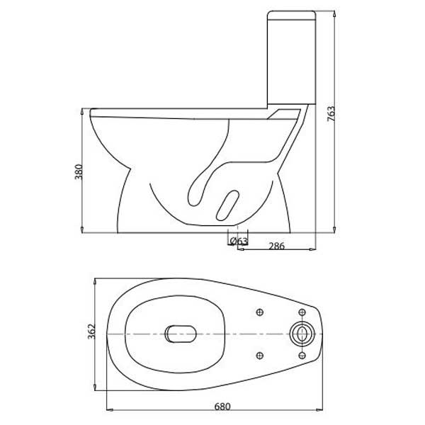 Bản vẽ bệ xí bệt VT18 Viglacera 2 khối