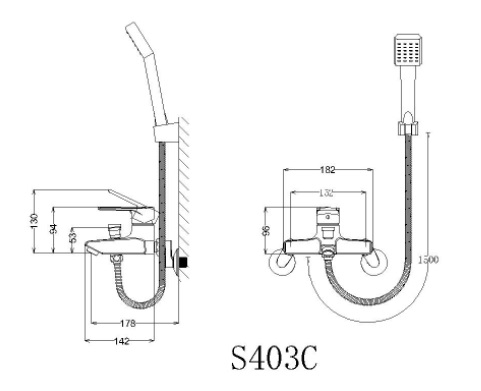 Bản vẽ kỹ thuật vòi sen tắm nóng lạnh caesar S 403C