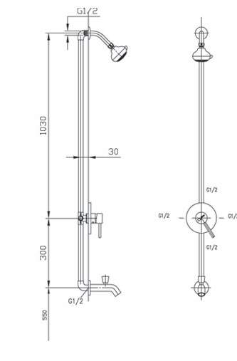 Bản vẽ kỹ thuật vòi sen tắm INAX BFV-28S