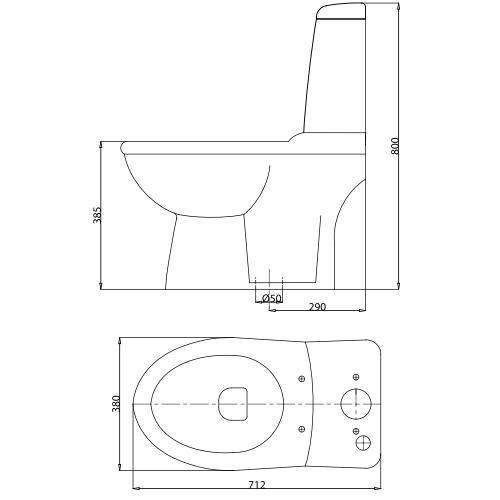 Bản vẽ bệ xí bệt VI107 Viglacera 2 khối