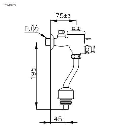 Bản vẽ kỹ thuật van xả tiểu TOTO TS 402S