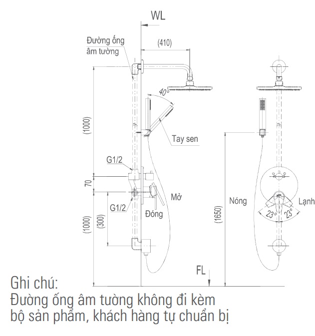 Bản vẽ kỹ thuật vòi sen tắm INAX BFV-71SEW