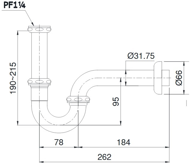 Bản vẽ kích thước co chữ P Toto TVLF 402