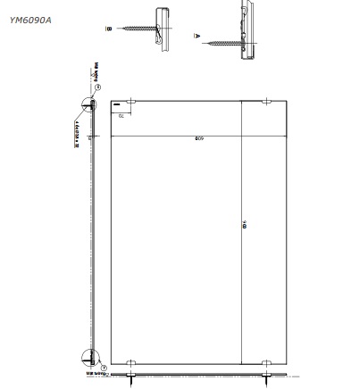 Bản vẽ kích thước gương lavabo Toto YM 6090 A