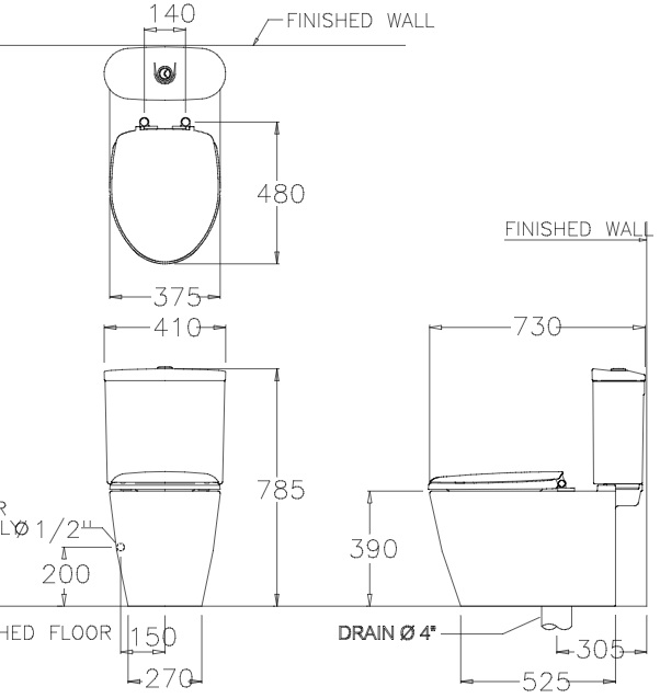 Bồn Cầu Cotto C16817 - Xí Bệt Bàn Cầu 2 Khối - Tuấn Đức