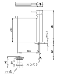 Bản vẽ kỹ thuật Vòi lavabo Cotto CT2043AY