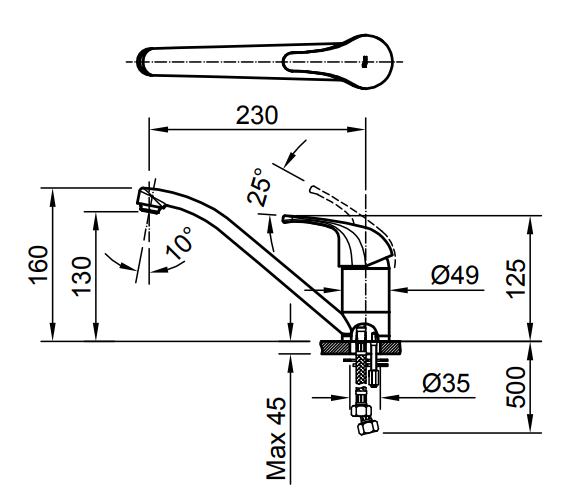 Bản vẽ kỹ thuật vòi bếp nóng lạnh INAX SFV-302S