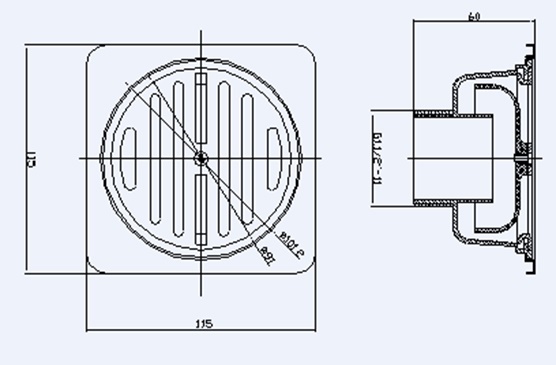 Bản vẽ kích thước phểu chống hôi American FD 1150