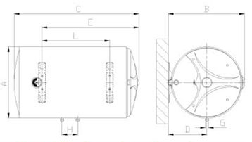 Bản vẽ kích thước bình nước nóng AQUASTORE E150 lít gián tiếp