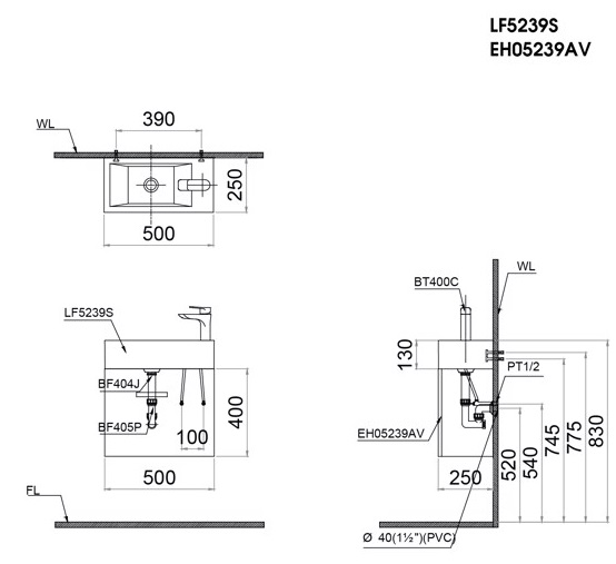 Bộ Tủ Chậu Lavabo Caesar LF5239S/EH05239AV