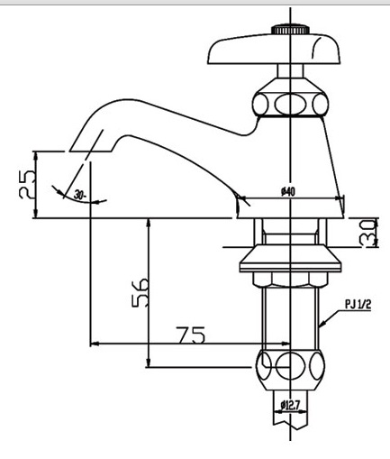 Bản vẽ kỹ thuật vòi lạnh inax LF-1