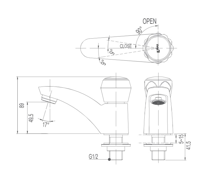 Bản vẽ kỹ thuật vòi lạnh inax LFV-12A