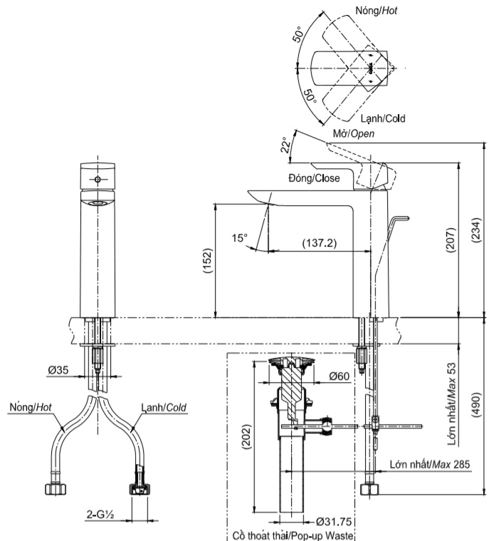 bản vẽ vòi toto TLG02304V