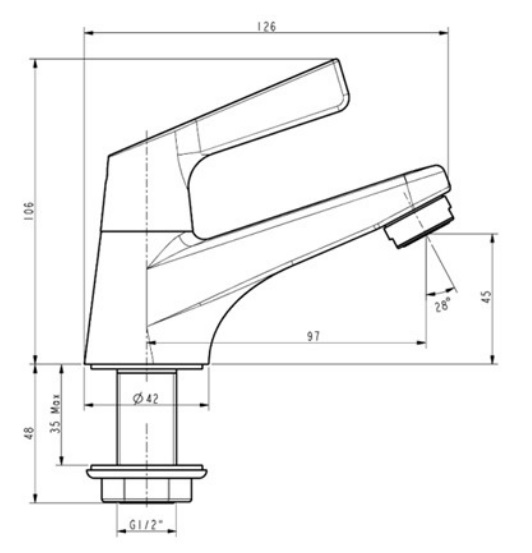 Bản vẽ kỹ thuật vòi lavabo lạnh American WFT601