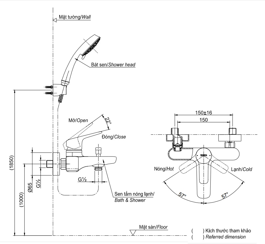  Bản vẽ bộ vòi sen TBG03302V+TBW02005A TOTO