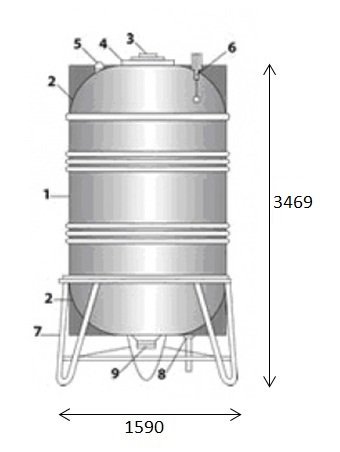 bản vẽ bồn nước Inox Toàn Mỹ 5000L đứng SUS 304