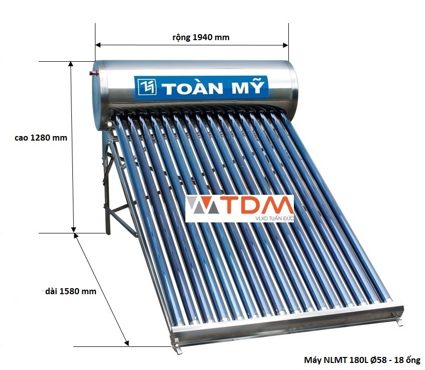 bản vẽ máy nước nóng năng lượng mặt trời Toàn Mỹ 180L dòng I304