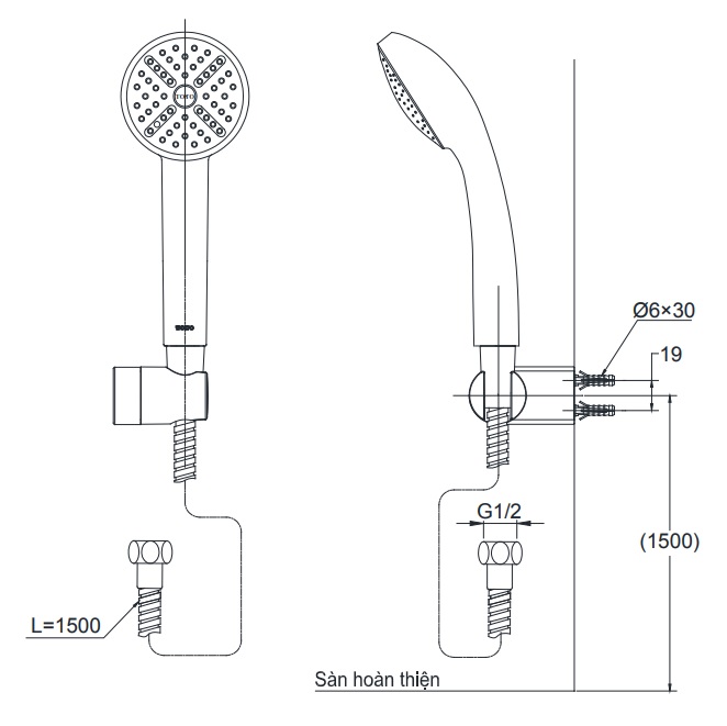 Tay hoa sen TOTO DGH104ZR mạ niken nrom 1 chế độ - Tuấn Đức