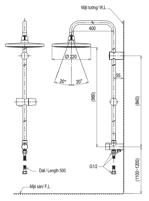 Thông số kỹ thuật thân cây sen DM907CS