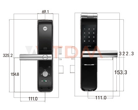 Bản vẽ kỹ thuật khóa cửa YMF 40+ màu đen