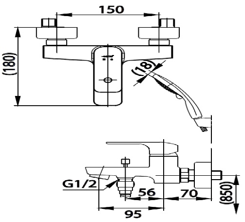 Bản vẽ vòi sen tắm CT2147E