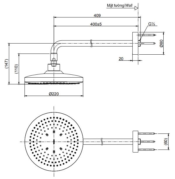 Bản vẽ bát sen tắm TBW01003A TOTO gắn tường