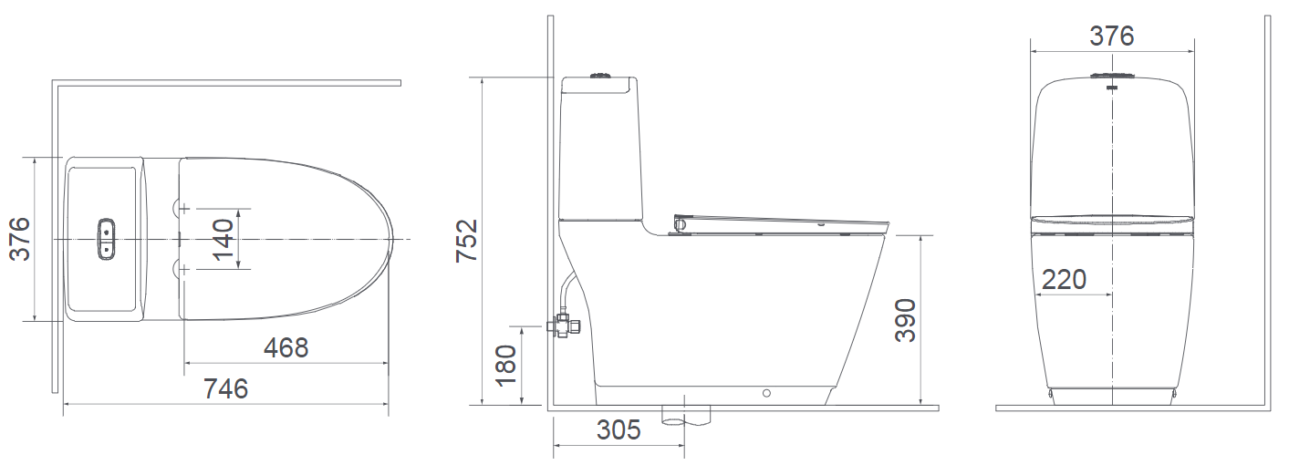 Bản vẽ kỹ thuật bồn cầu inax ac-832vn