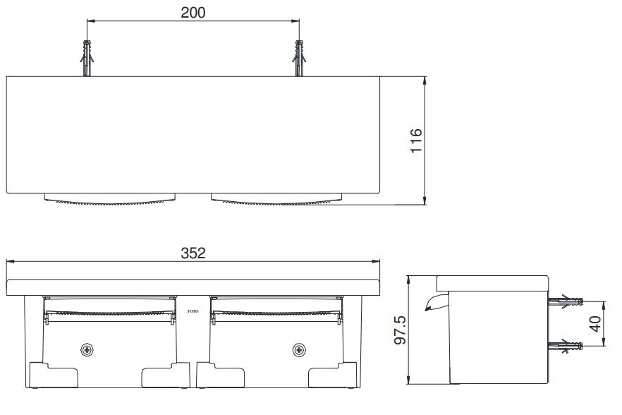 Bản vẽ kỹ thuật móc giấy đôi DS716W TOTO